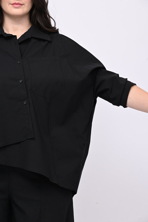 Camicia bengalina asimmetrica - Nero
