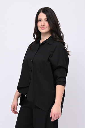 Camicia bengalina asimmetrica - Nero