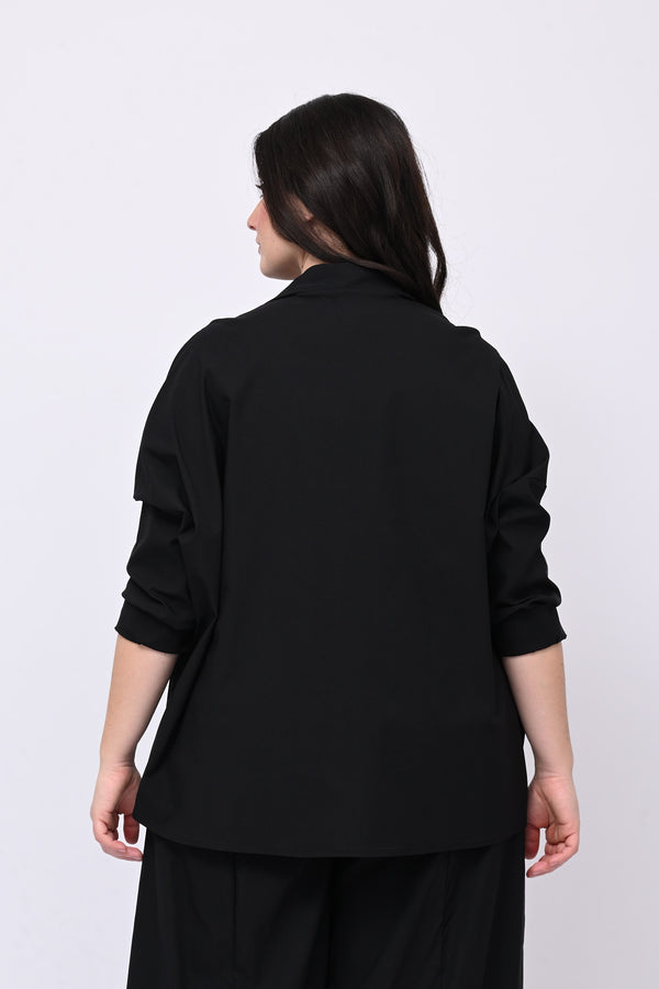 Camicia bengalina asimmetrica - Nero
