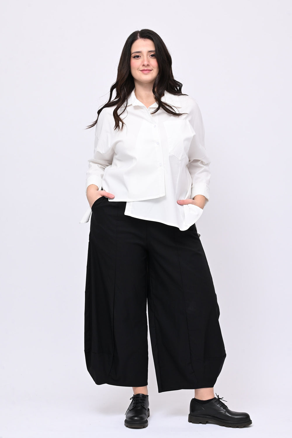 Camicia bengalina asimmetrica - Bianco