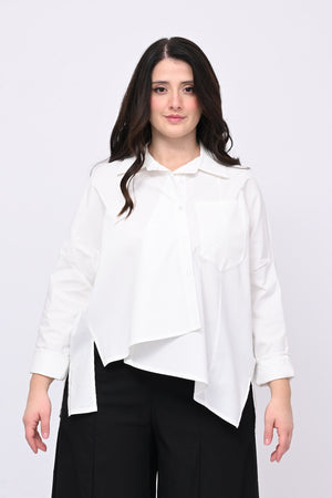 Camicia bengalina asimmetrica - Bianco
