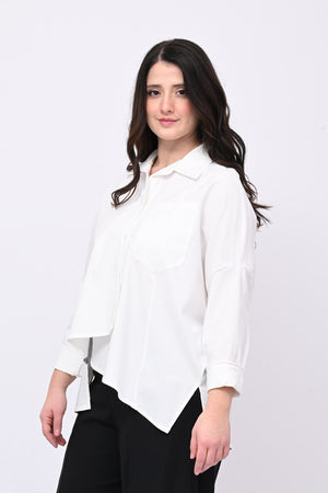 Camicia bengalina asimmetrica - Bianco