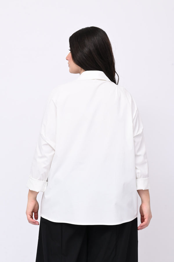Camicia bengalina asimmetrica - Bianco