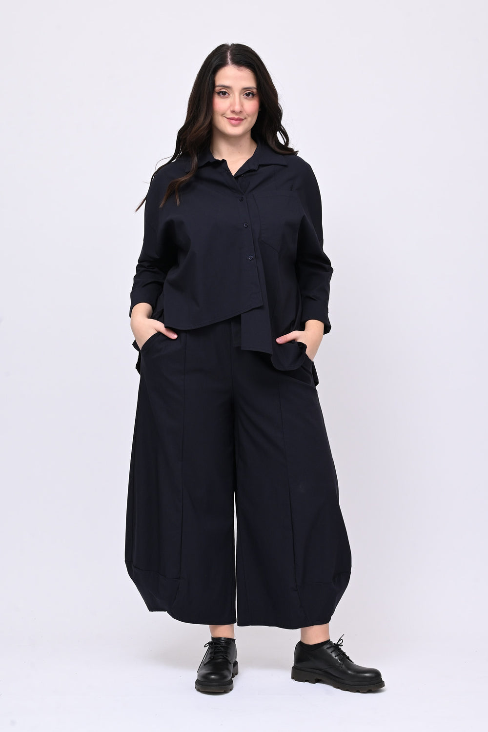 Camicia bengalina asimmetrica - Blu