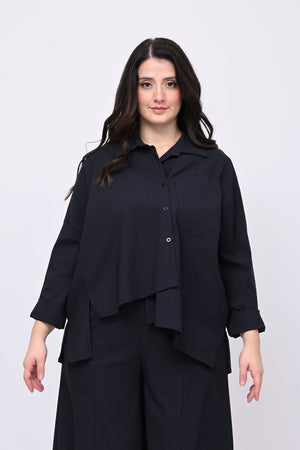 Camicia bengalina asimmetrica - Blu