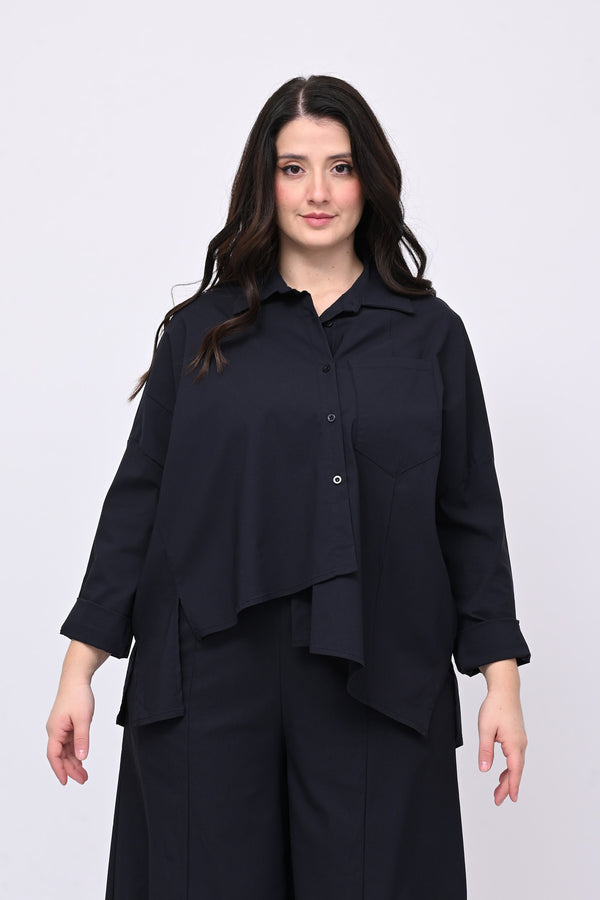 Camicia bengalina asimmetrica - Blu