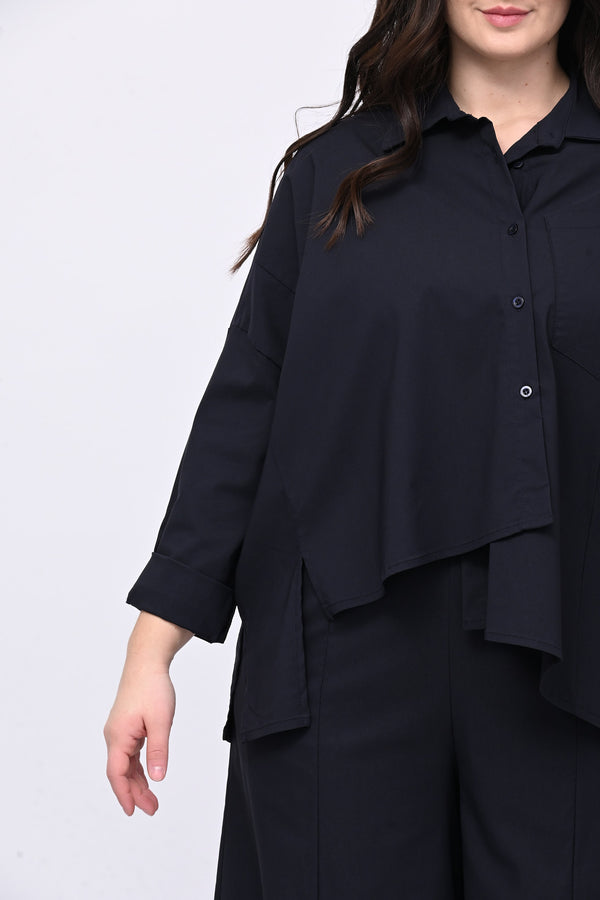 Camicia bengalina asimmetrica - Blu