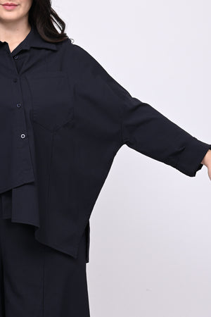Camicia bengalina asimmetrica - Blu
