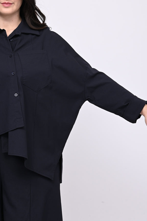Camicia bengalina asimmetrica - Blu