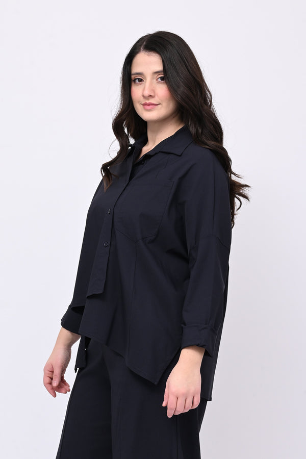 Camicia bengalina asimmetrica - Blu