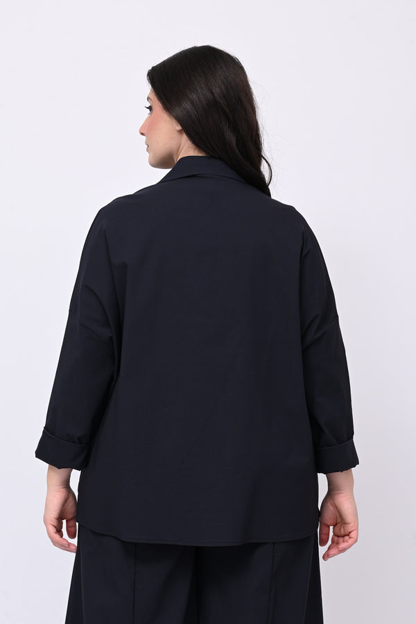 Camicia bengalina asimmetrica - Blu