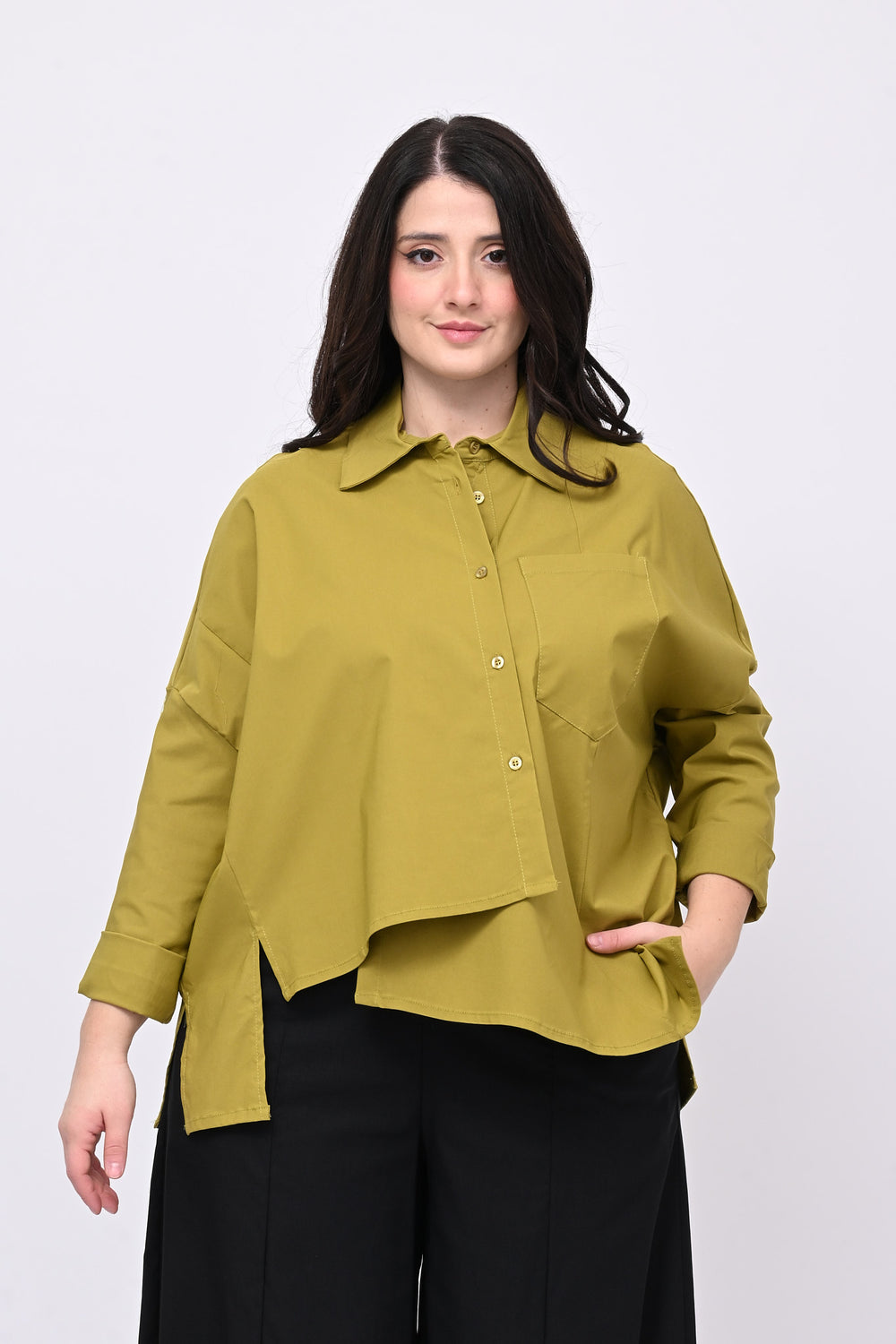 Camicia bengalina asimmetrica - Senape
