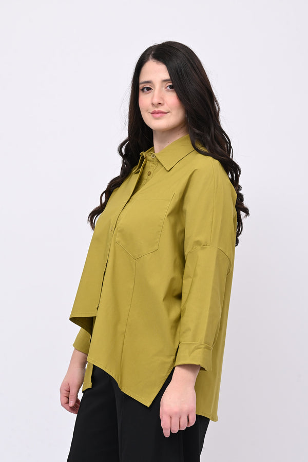 Camicia bengalina asimmetrica - Senape