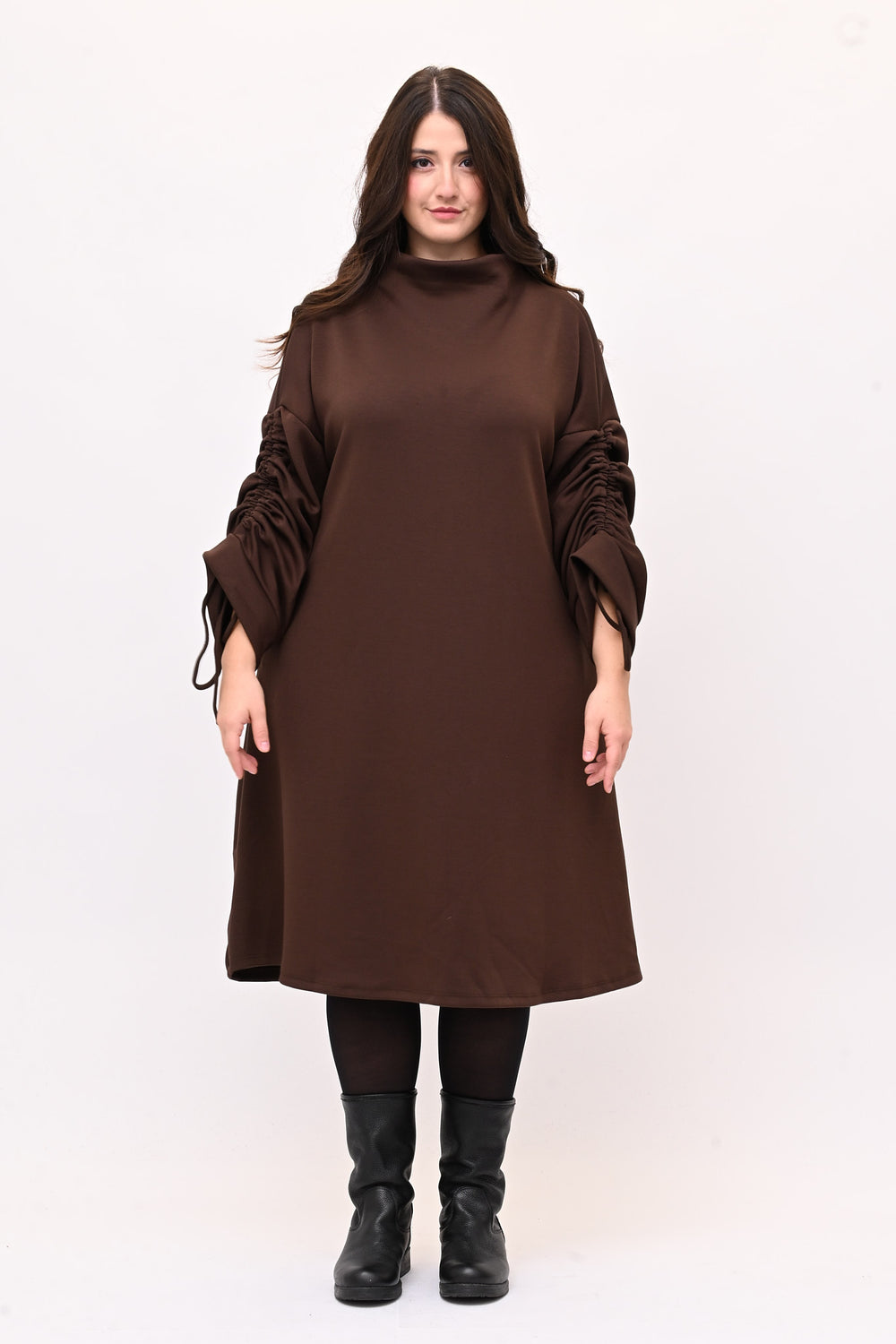 Abito scuba laccio maniche - Moro