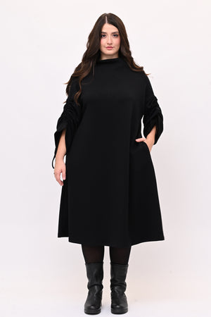 Abito scuba laccio maniche - Nero