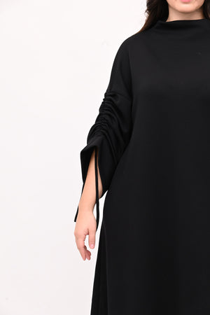 Abito scuba laccio maniche - Nero