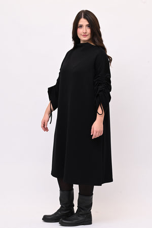 Abito scuba laccio maniche - Nero