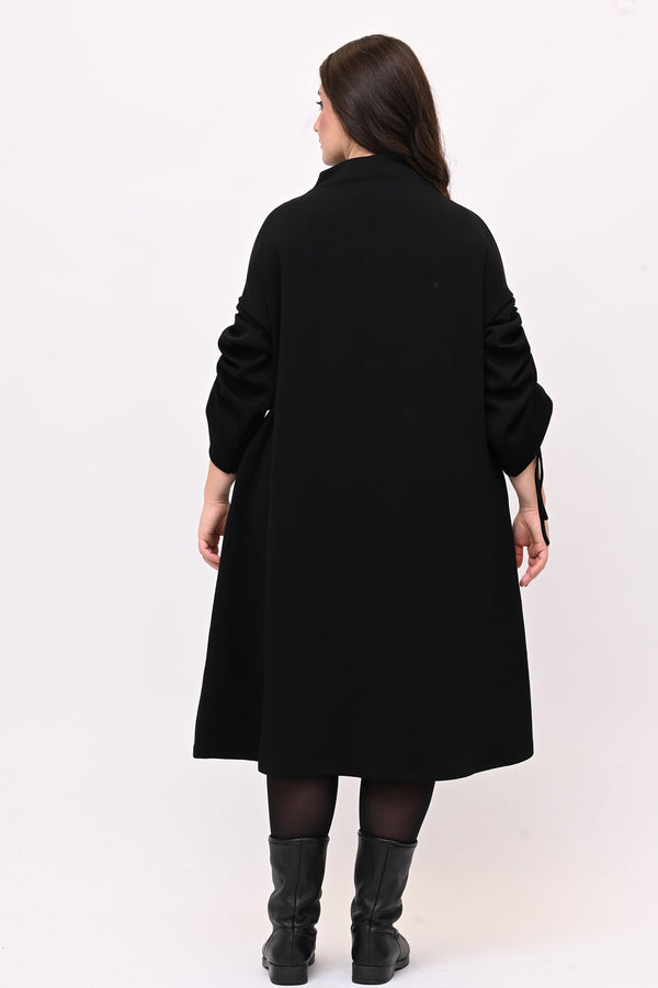 Abito scuba laccio maniche - Nero