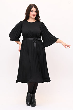 Abito crepe plisse - Nero