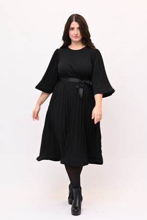 Abito crepe plisse - Nero