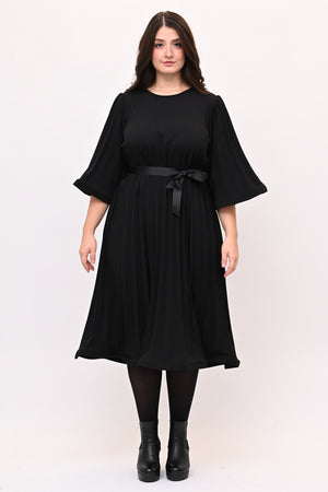 Abito crepe plisse - Nero