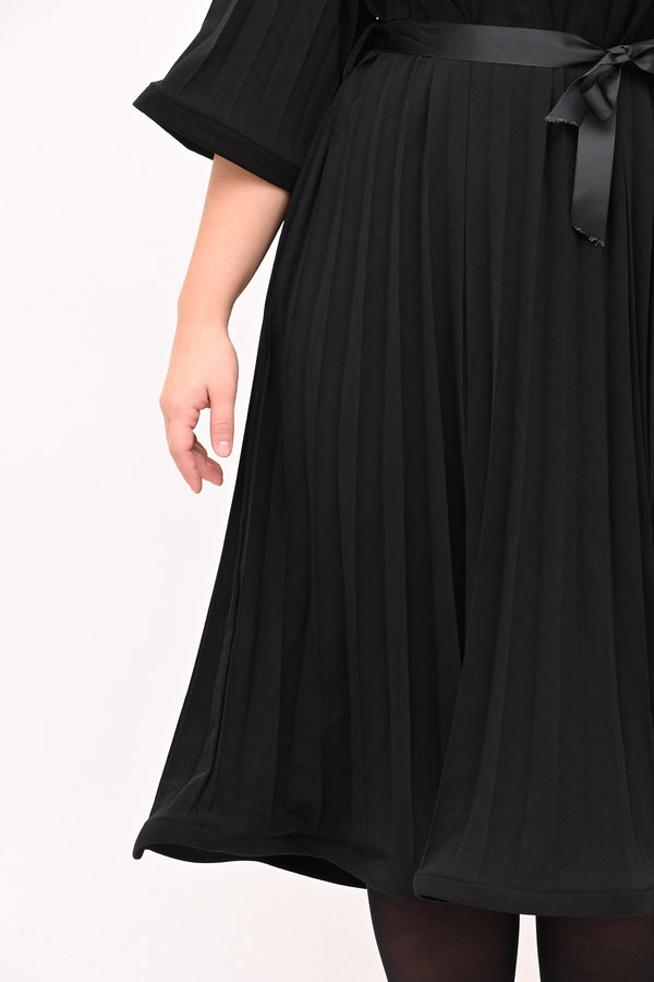 Abito crepe plisse - Nero