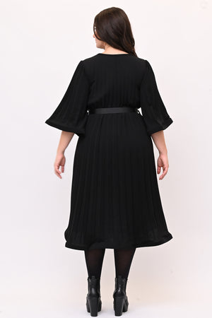 Abito crepe plisse - Nero
