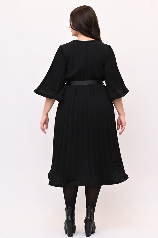 Abito crepe plisse - Nero