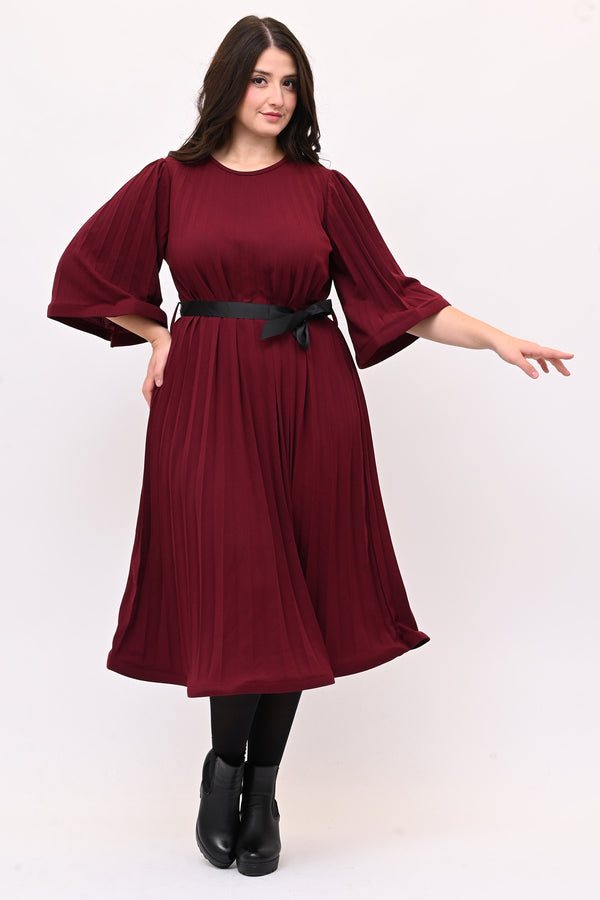 Abito crepe plisse - Vino