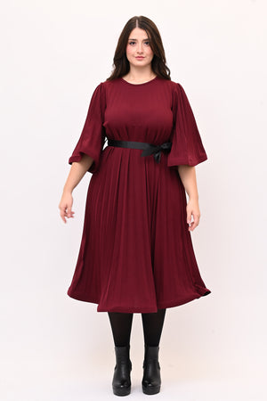 Abito crepe plisse - Vino