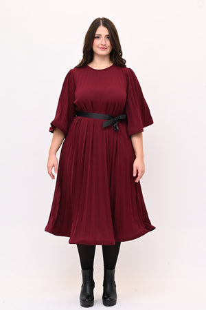 Abito crepe plisse - Vino