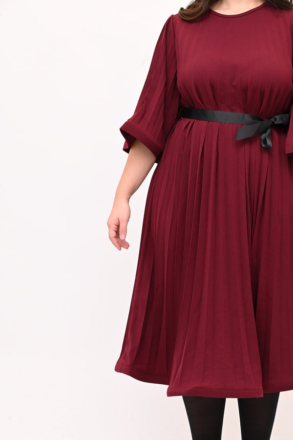 Abito crepe plisse - Vino