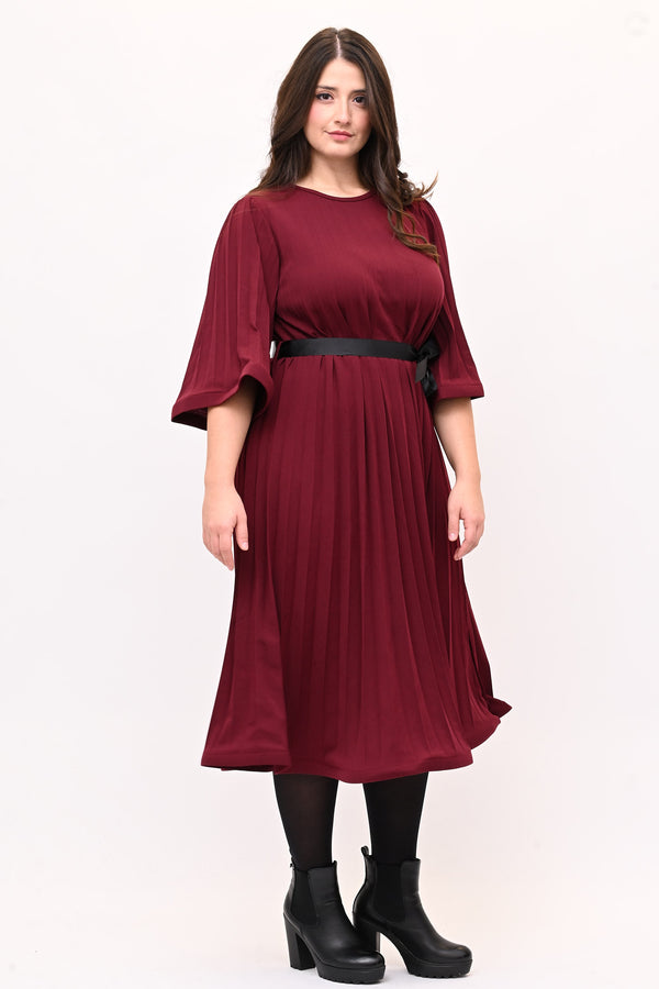 Abito crepe plisse - Vino