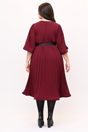 Abito crepe plisse - Vino
