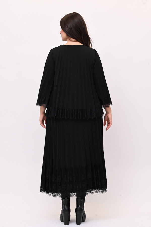 Gonna plisse pizzo - Nero