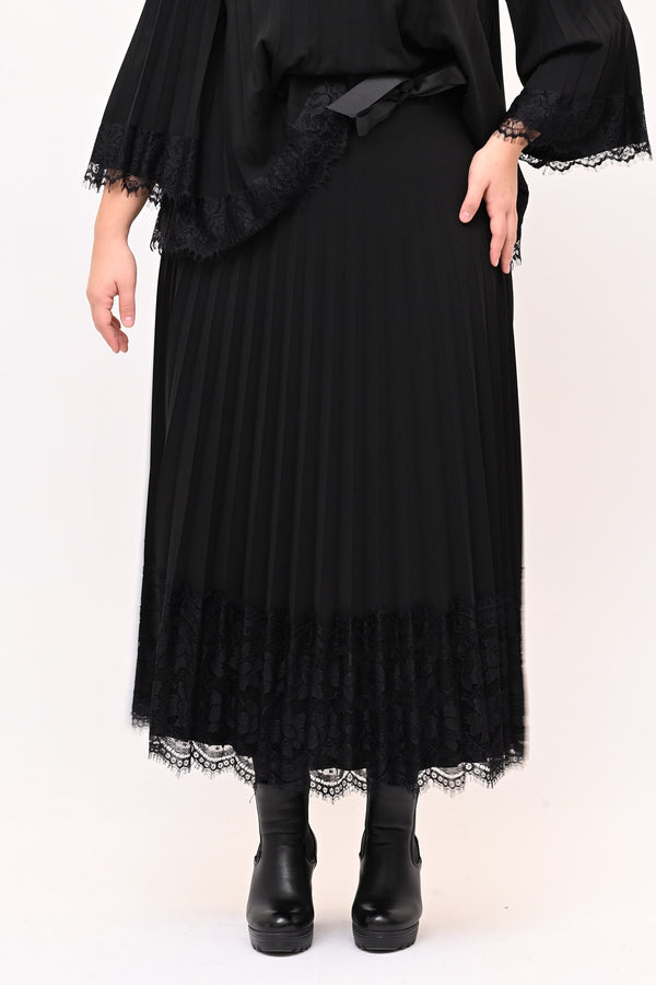 Gonna plisse pizzo - Nero