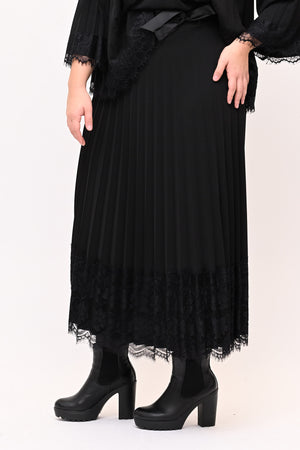 Gonna plisse pizzo - Nero