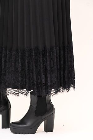 Gonna plisse pizzo - Nero