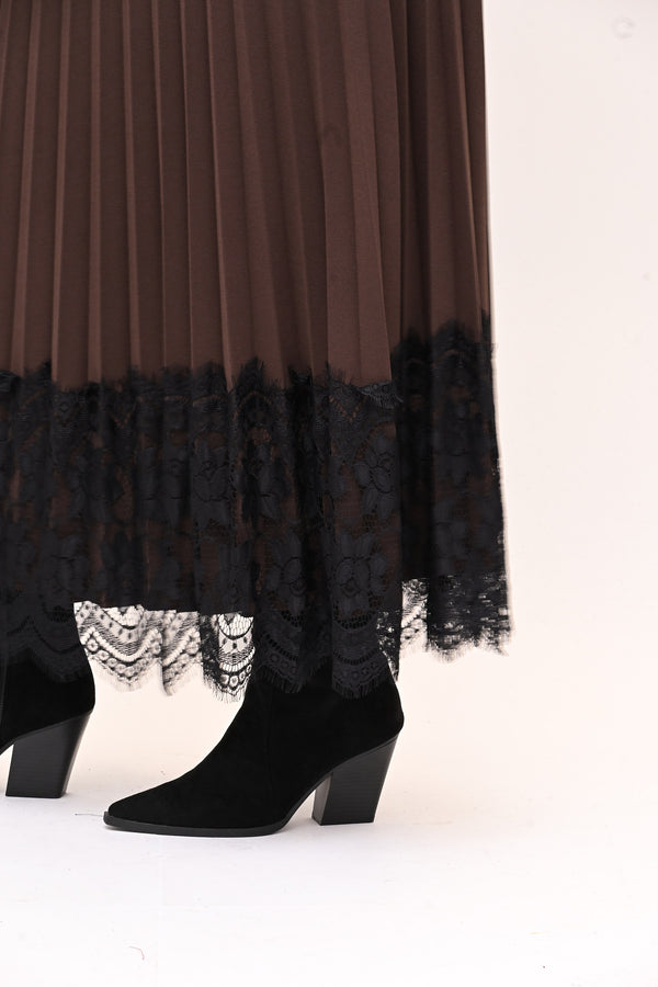 Gonna plisse pizzo - Moro