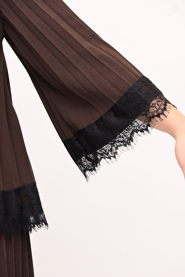 Maglia plisse pizzo - Moro