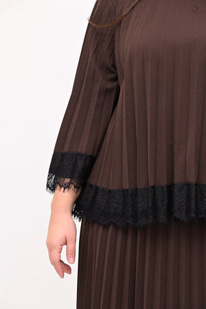 Maglia plisse pizzo - Moro