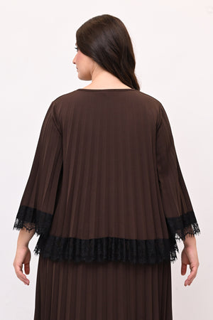 Maglia plisse pizzo - Moro