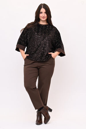 Felpa ciniglia paillettes - Moro