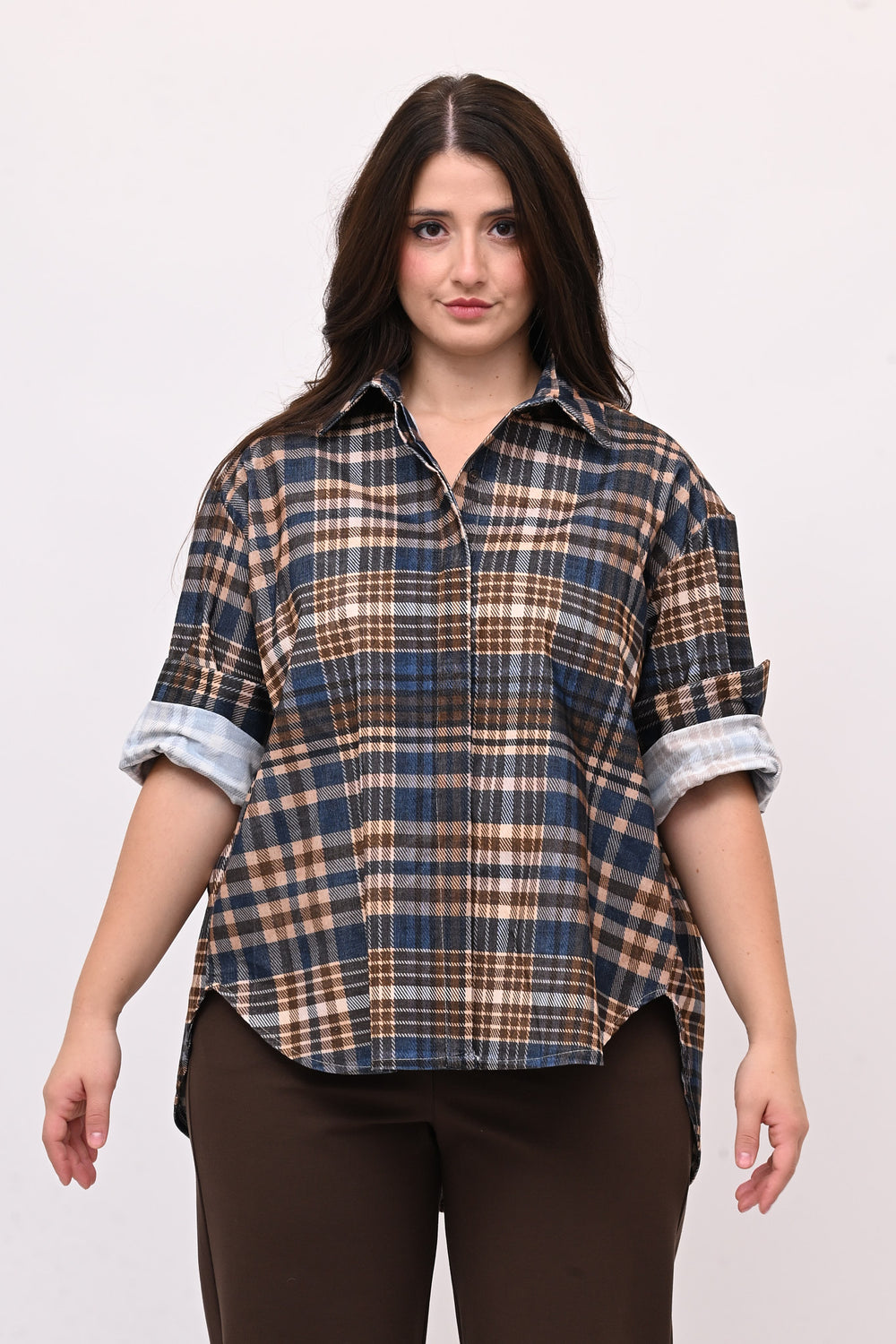 Camicia tartan coda - Blu