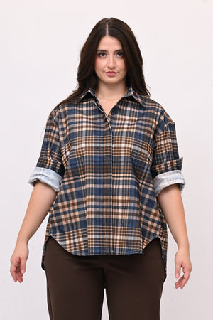 Camicia tartan coda - Blu