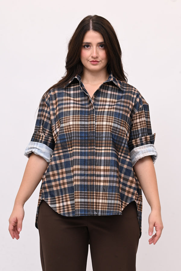 Camicia tartan coda - Blu
