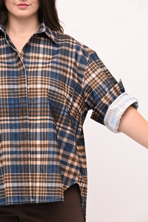 Camicia tartan coda - Blu