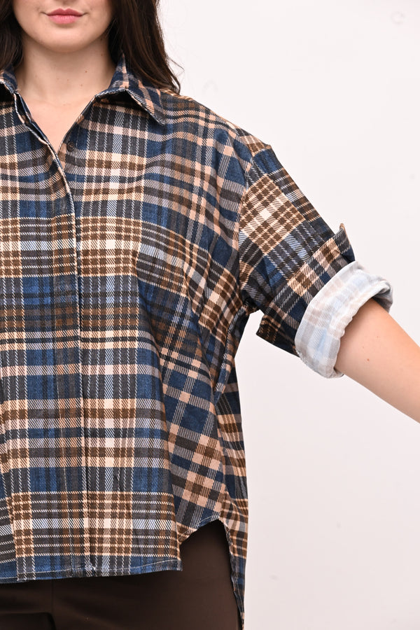 Camicia tartan coda - Blu