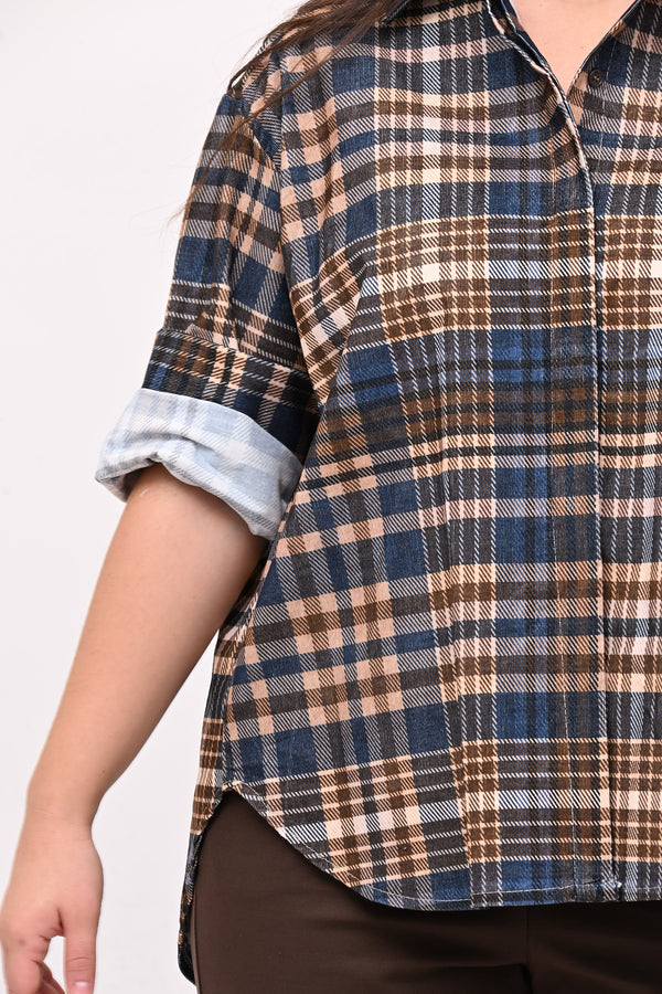 Camicia tartan coda - Blu
