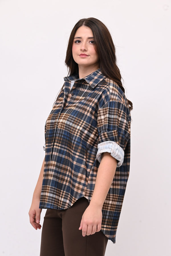 Camicia tartan coda - Blu